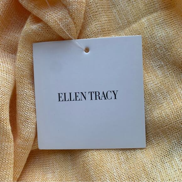 NWT Ellen Tracy Essentials Yellow Dolman Sleeve Draped Knit Sweater.  Size M - Picture 8 of 11
